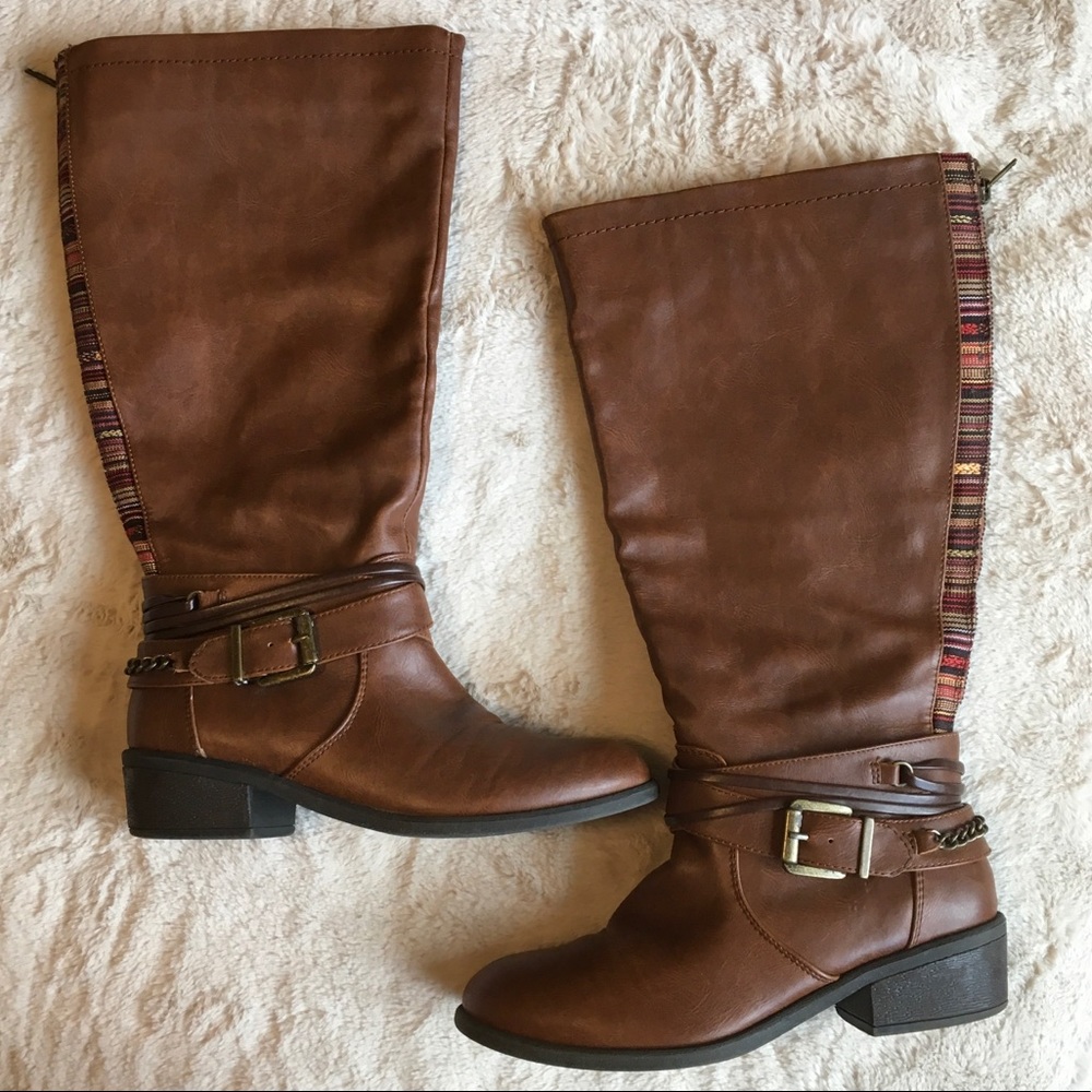Pink & Pepper Brown Wide Calf Fall Riding Boots